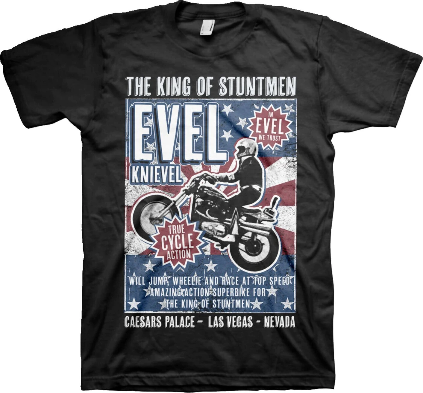 Evel Knievel Poster T-shirt, Black, S