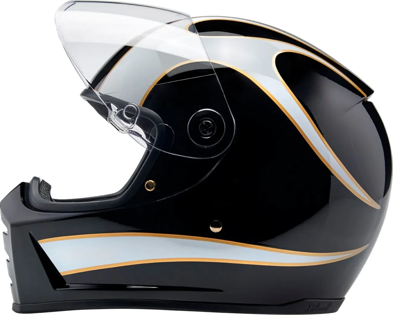 HELMET LANESPLITTER GLOSS BLACK/WHITE W/ FLAMES SM