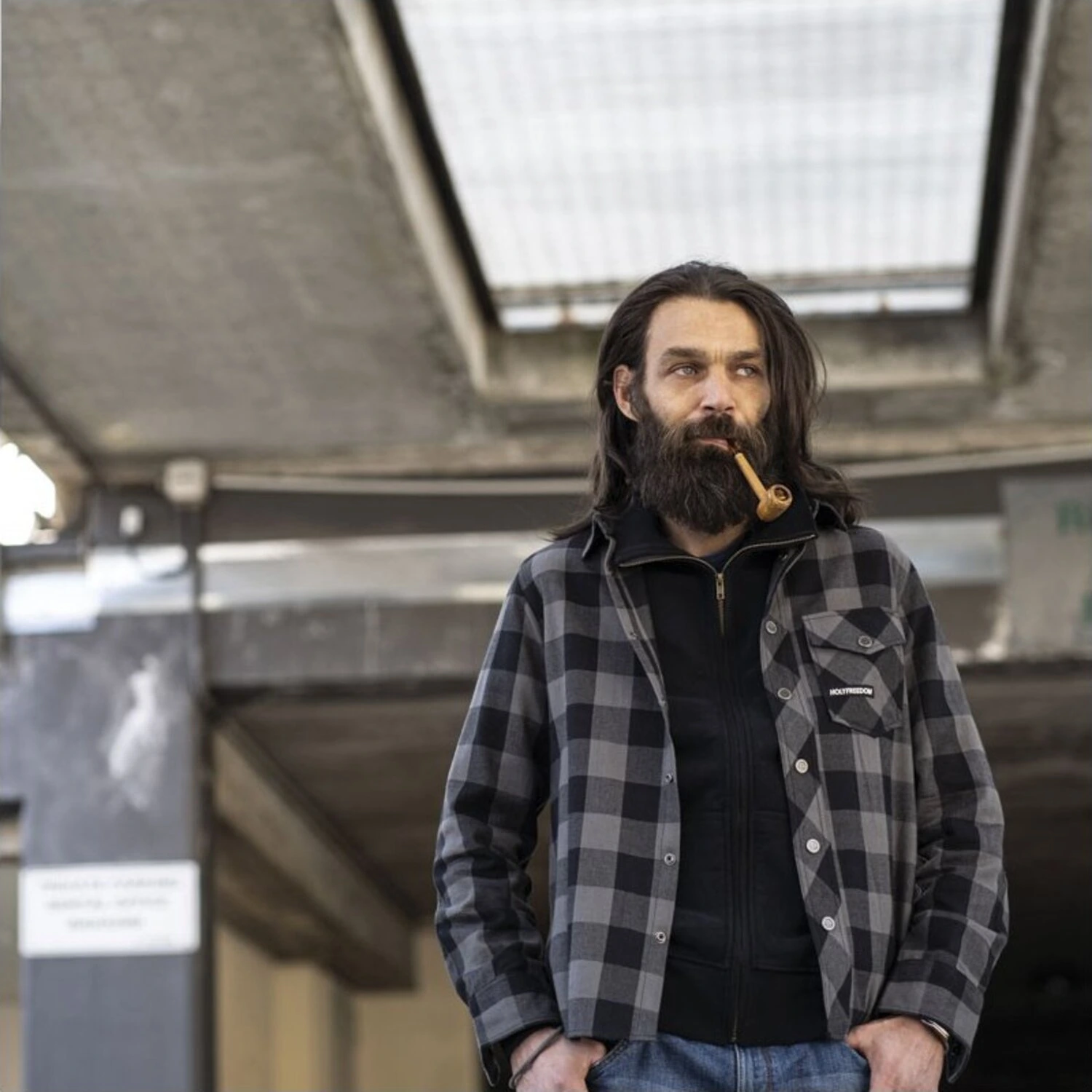 Holy Freedom Jessie James Flannel shirt, grey, black, S