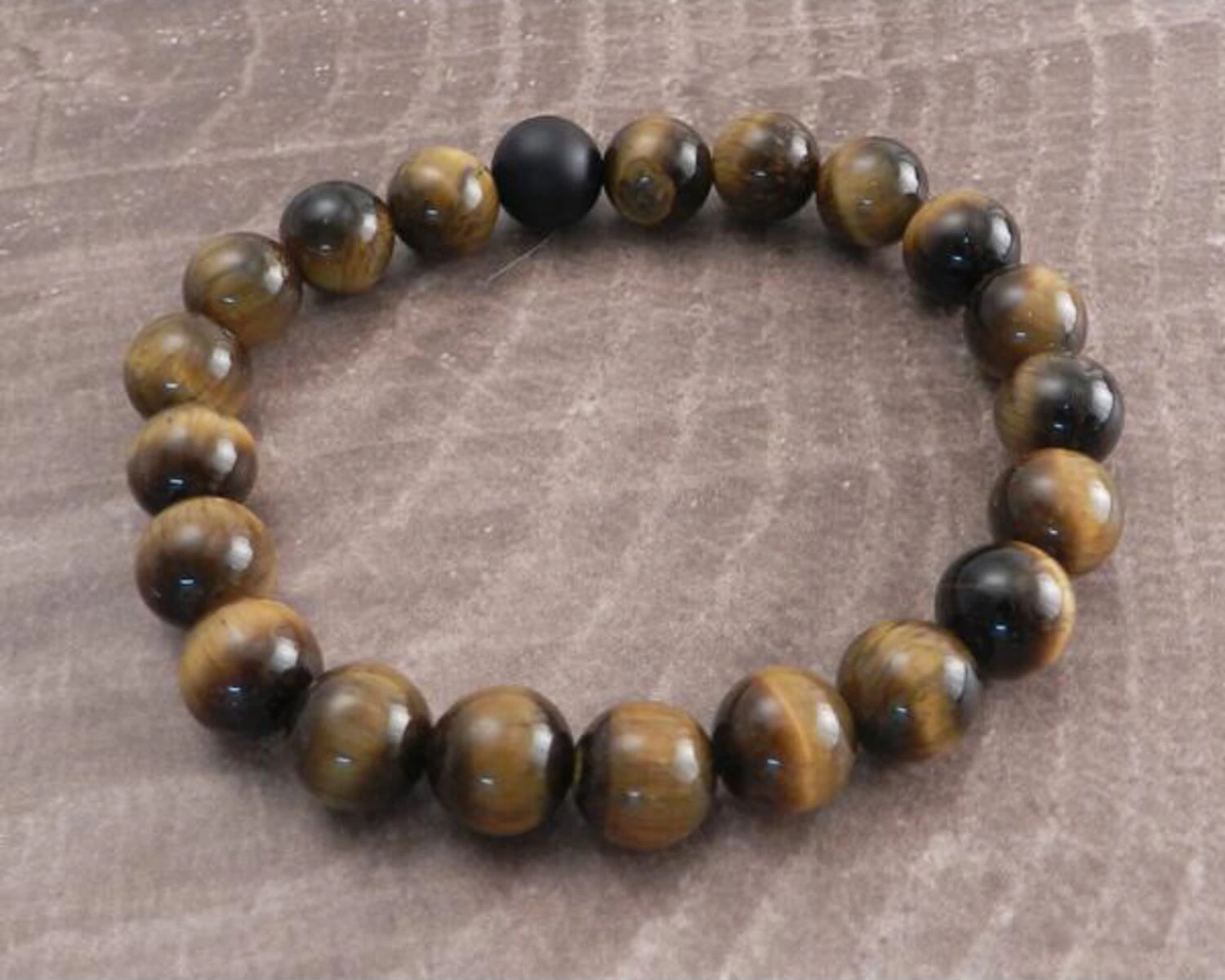 Amigaz Tiger Eye Stone stretch bracelet, Brown