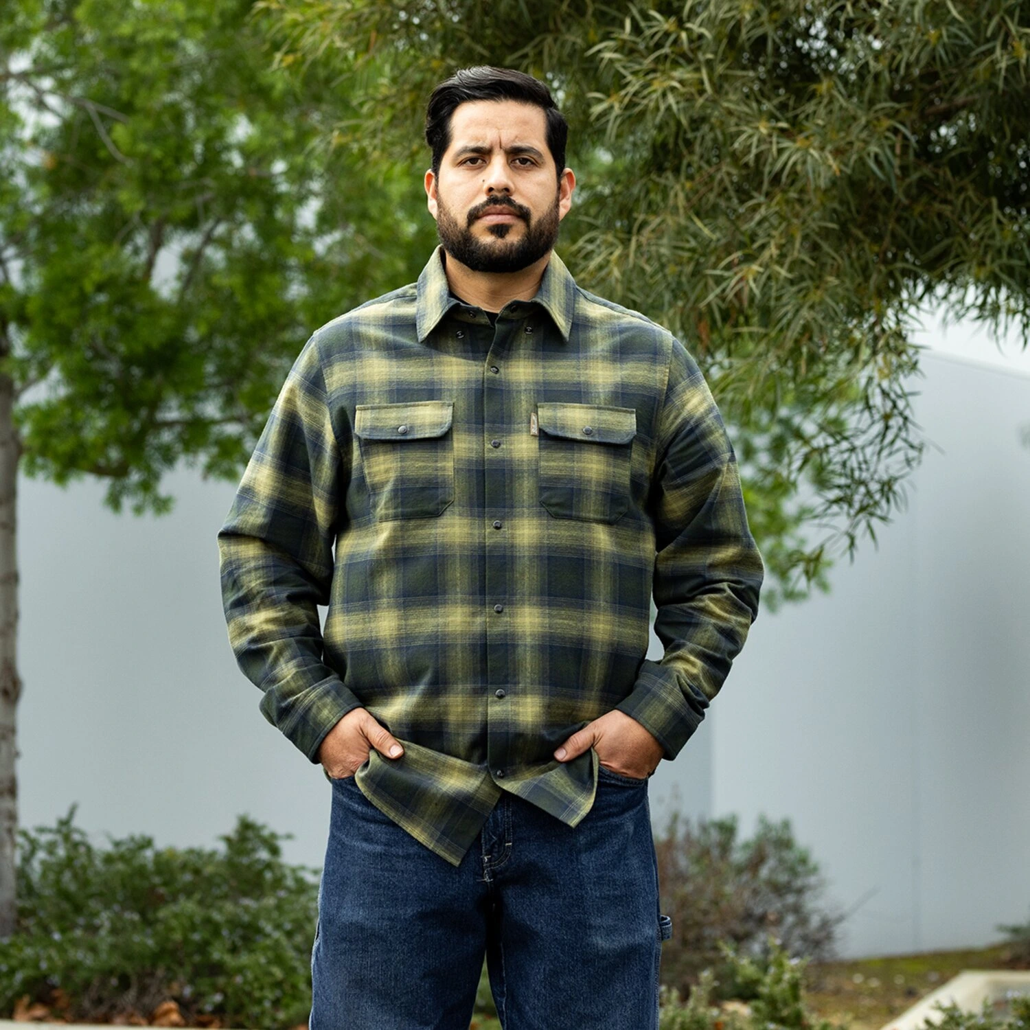 Biltwell Hi Test Flannel shirt, moss Green, S