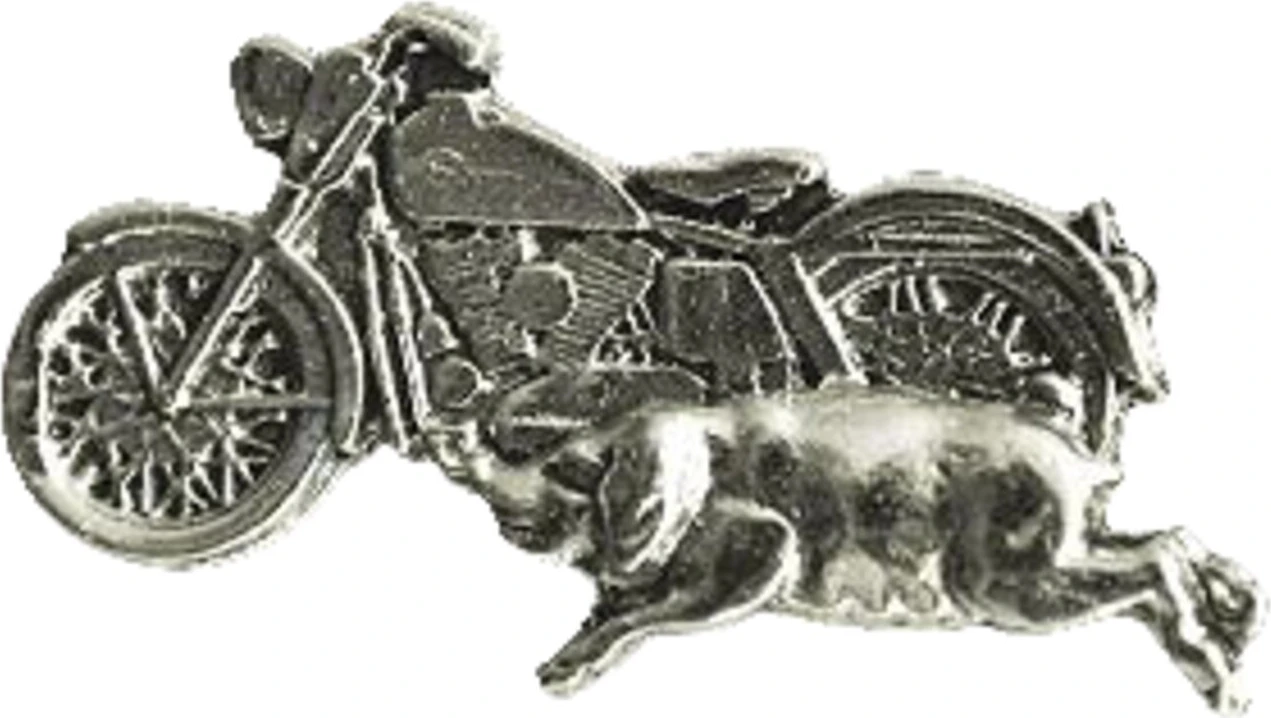 Biker pins Bike with pig pin
