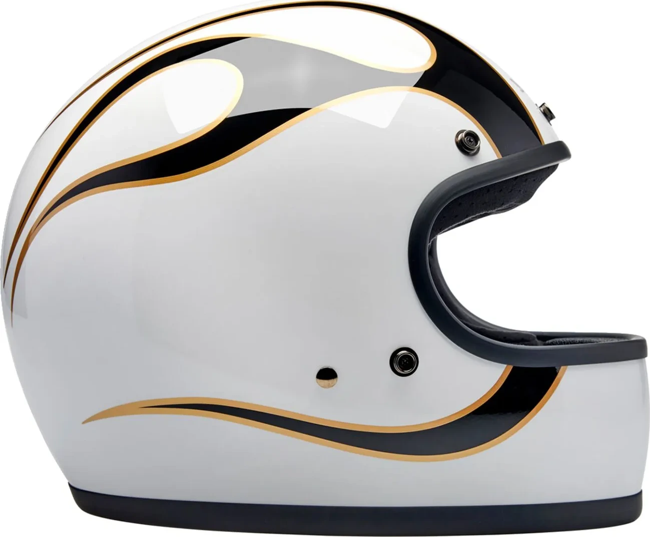 HELMET GRINGO GLOSS WHITE/BLACK W/ FLAMES FLAM SM
