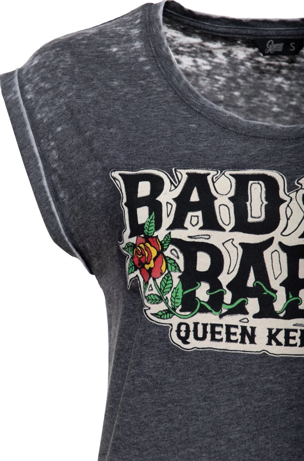 Queen Kerosin Bad ass babe t-shirt anthracite, Gray, S