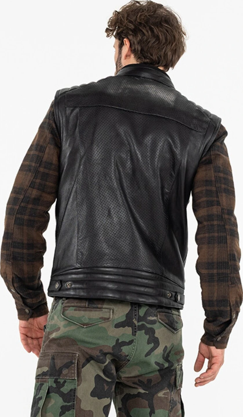 John Doe Storm Leather vest, Black, S