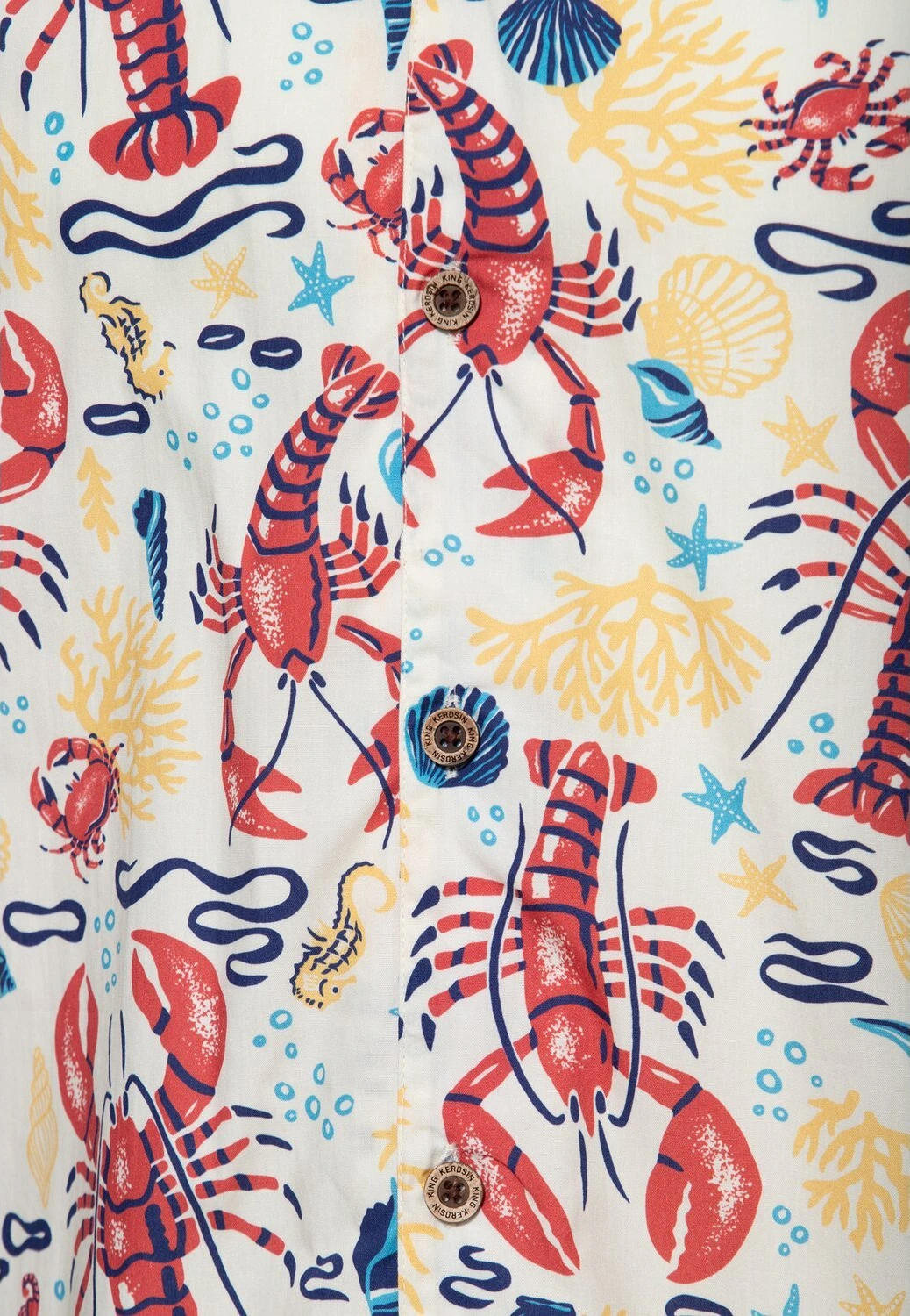 King Kerosin Deep Sea Hawaii shirt, off White, White, L