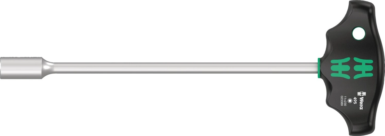 Wera T-handle nutspinner series 495 size 11, Gray, 11 mm, Chrome