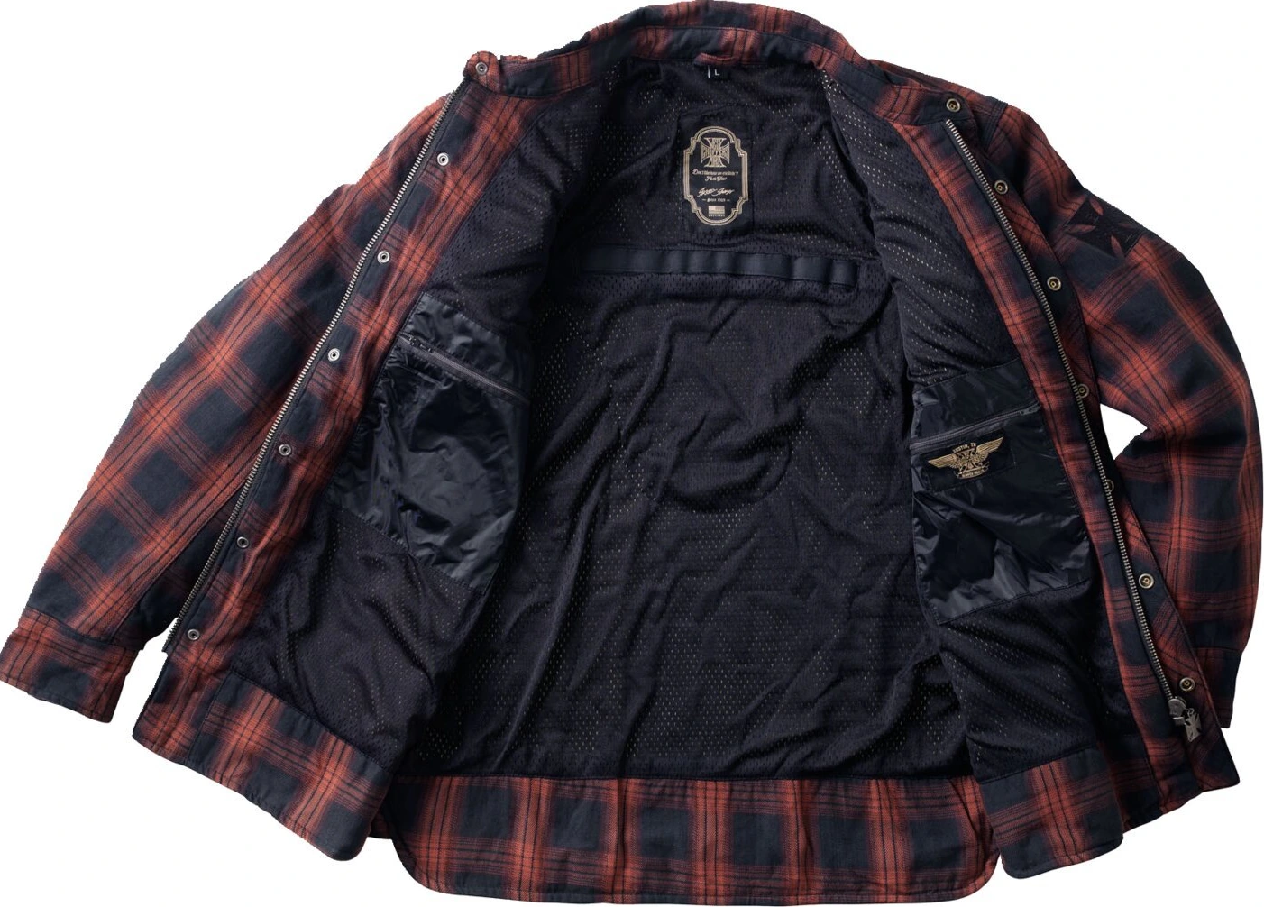 WCC Austin Kevlar riding shirt, Red, black, S