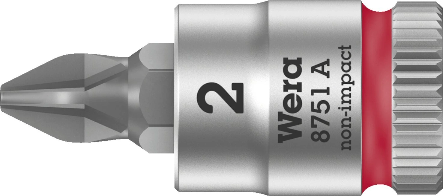 Wera Zyklop 1/4" Phillips socket bit, Red, 28 mm, Chrome