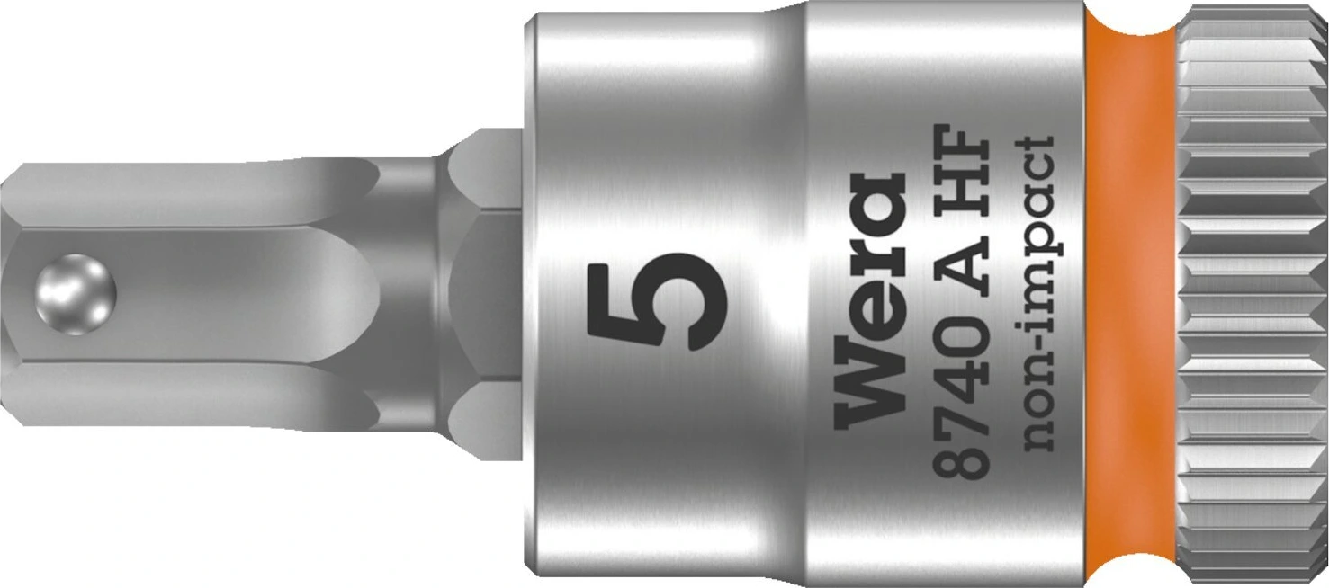 Wera Zyklop 1/4" Hex socket bit w/ holding function - Metric, 5 mm, Brushed