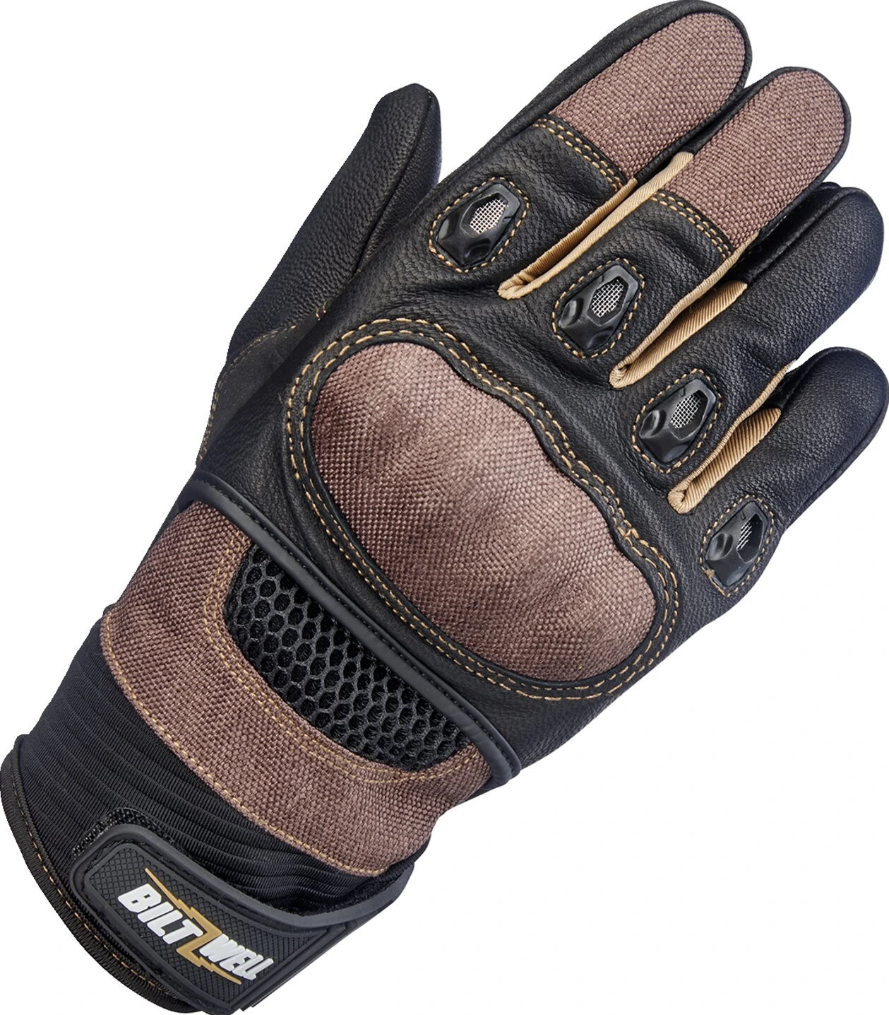 Biltwell Bridgeport gloves, chocolate Black, Black, XS
