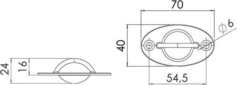 Semi-recessed eyebolt AISI 316 70x40mm