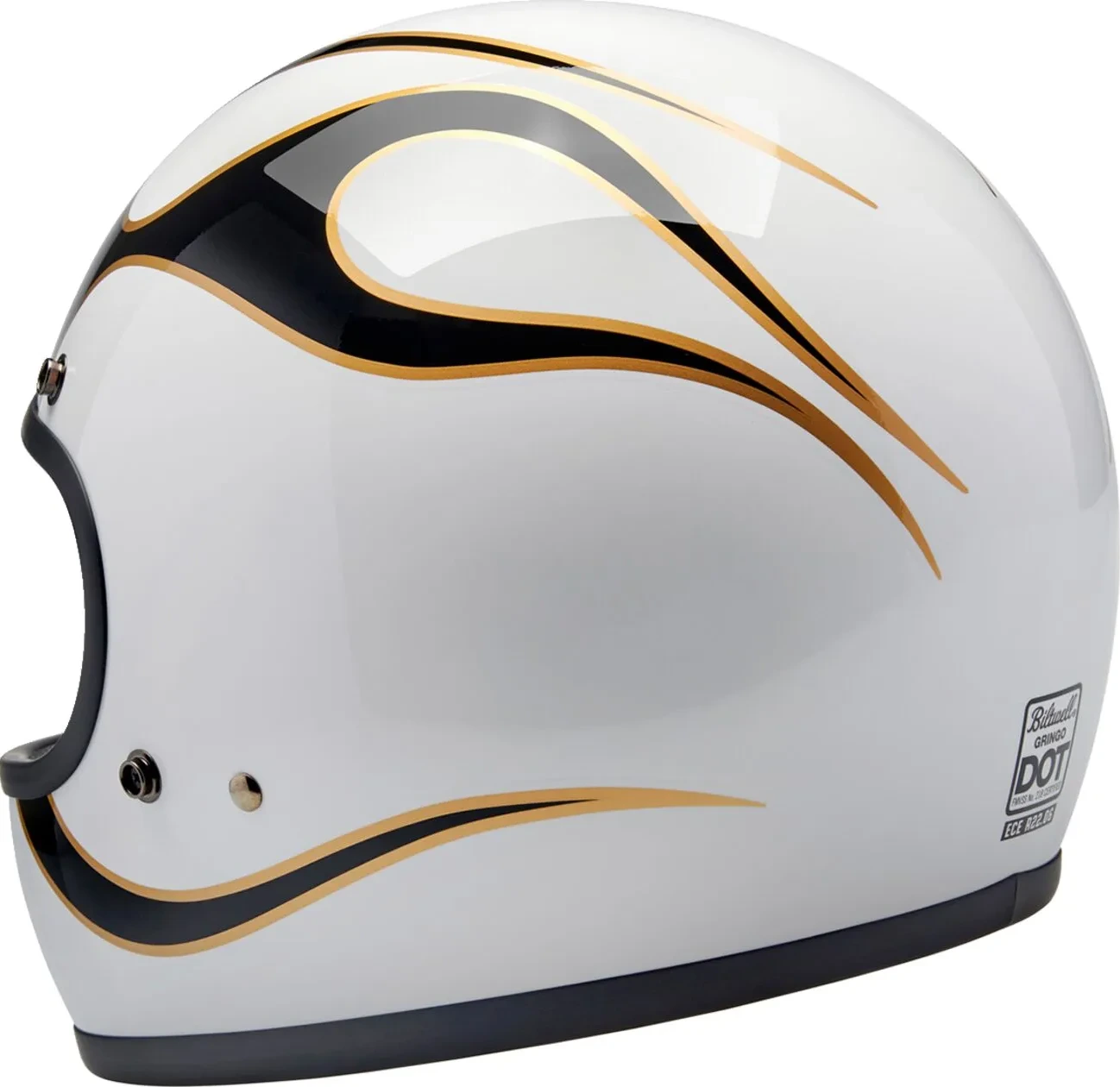 HELMET GRINGO GLOSS WHITE/BLACK W/ FLAMES FLAM SM