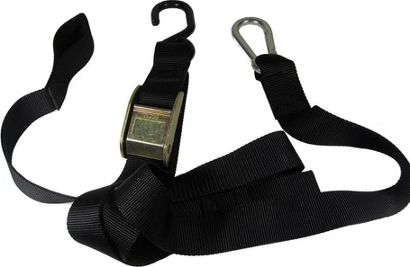 TMV Tvirtinimo diržai 1.5" su montavimo kilpa ir padengtu S-kabliu (2 vnt.) - Juoda
