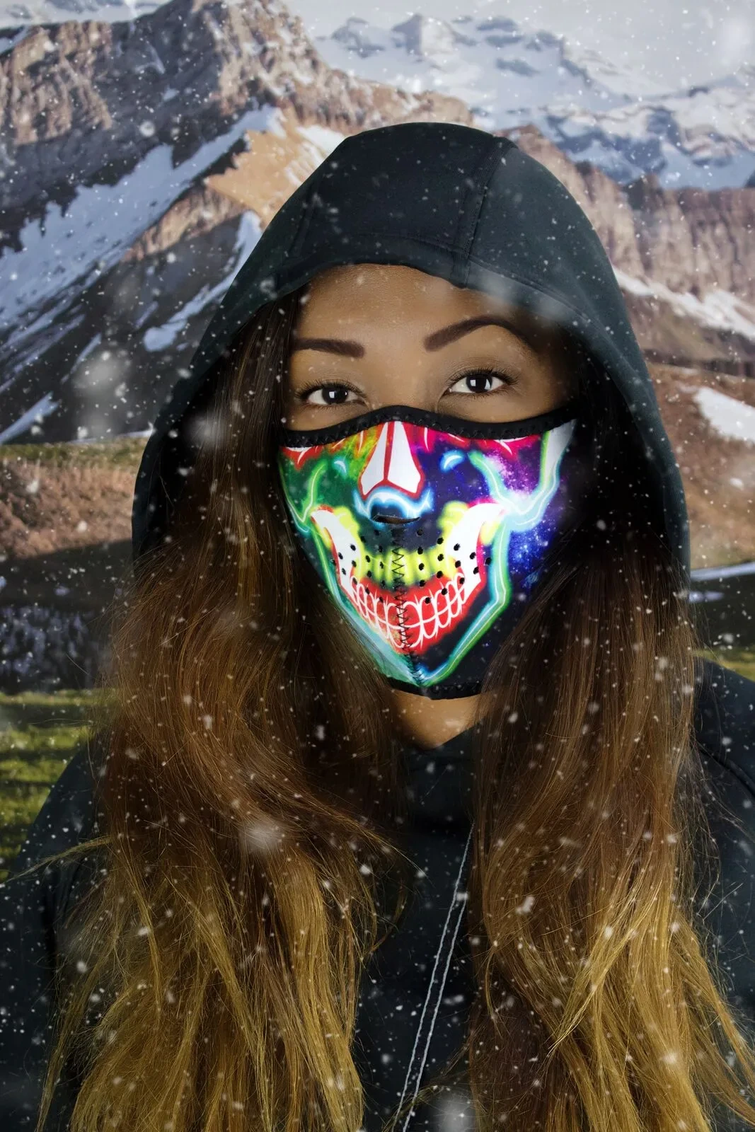 HALF MASK NEON SKULL