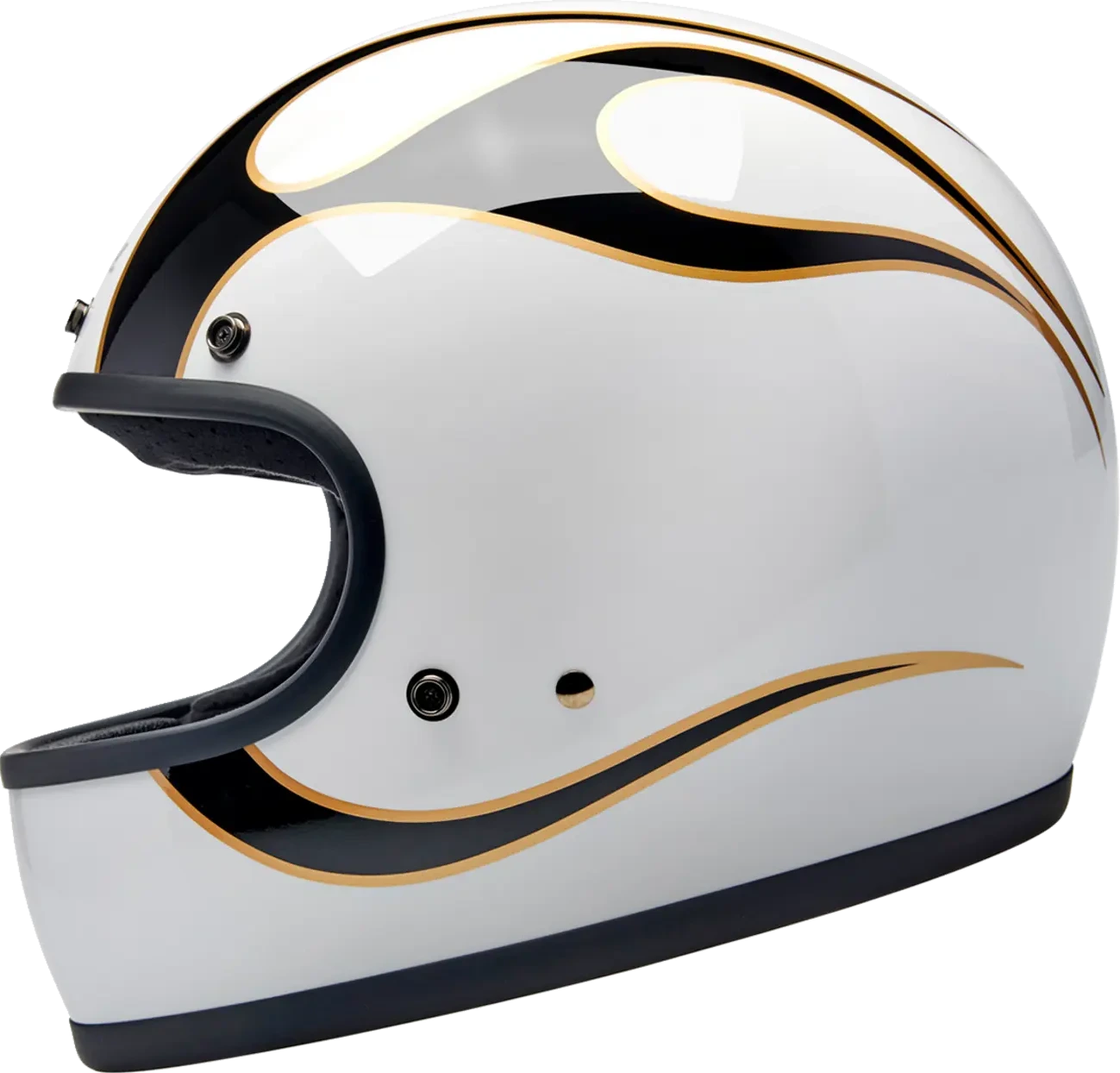 HELMET GRINGO GLOSS WHITE/BLACK W/ FLAMES FLAM MD