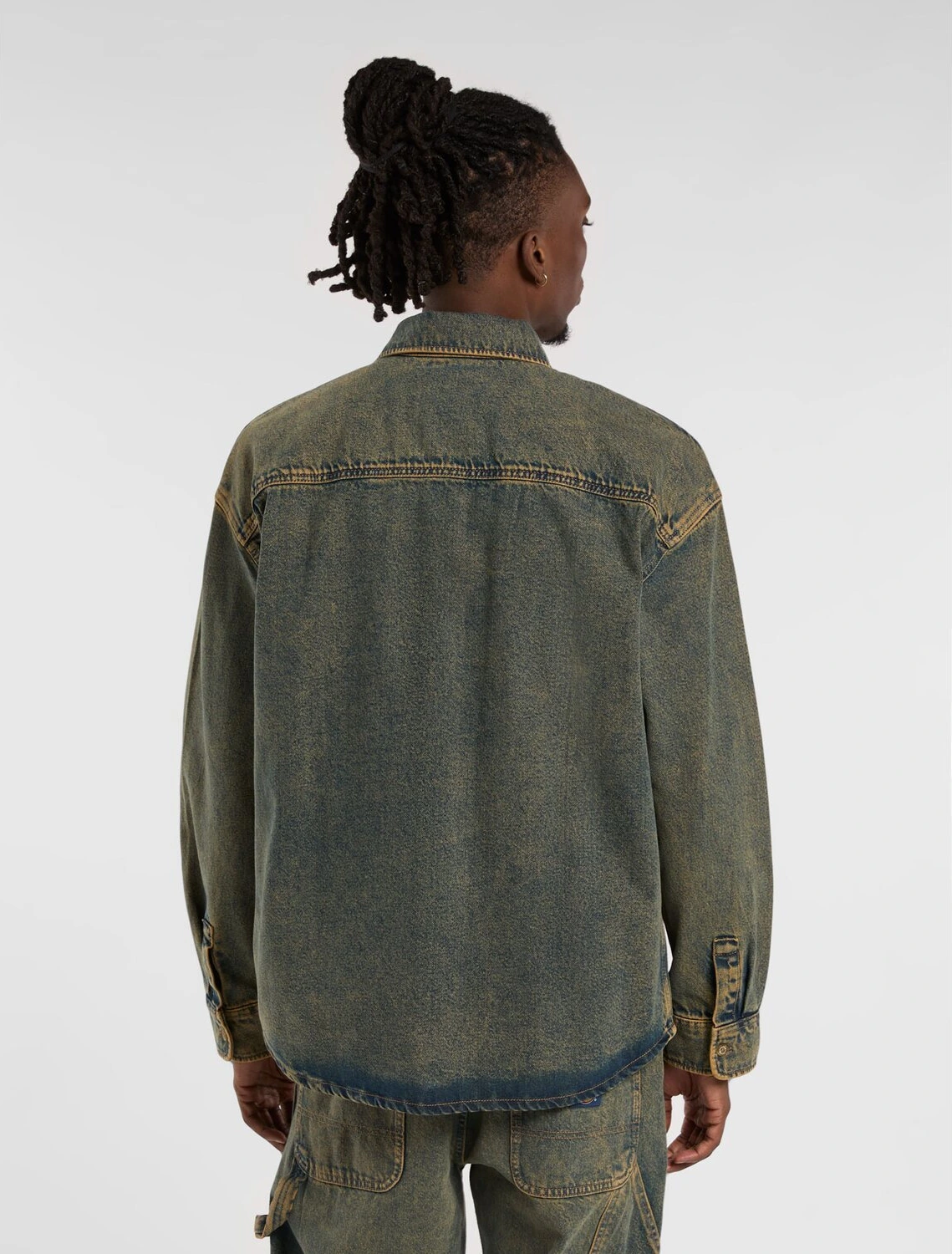 Dickies Houston shirt yellow fade ind, Green, L