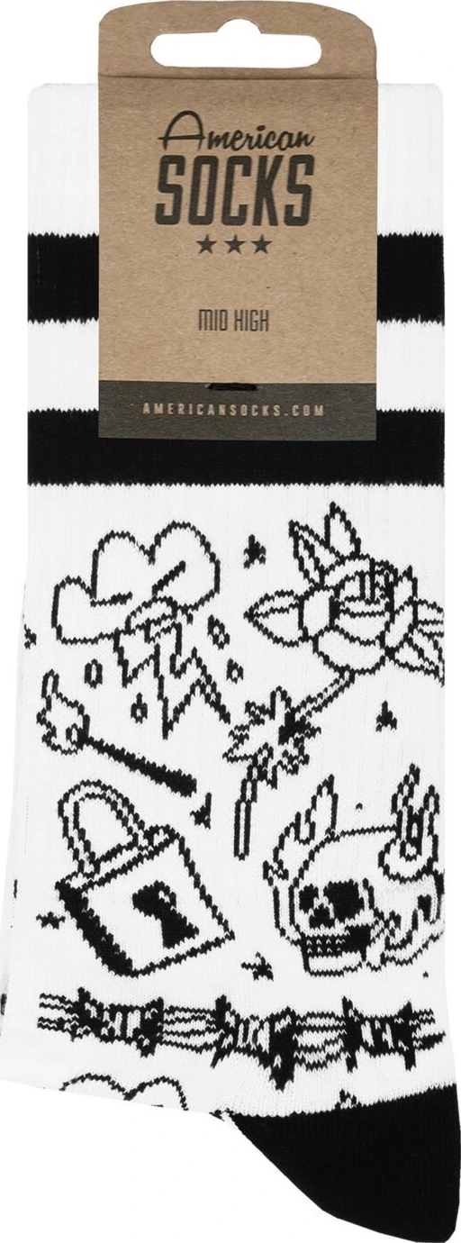 American Socks Burning Rage Mid High socks, White, One size fits most