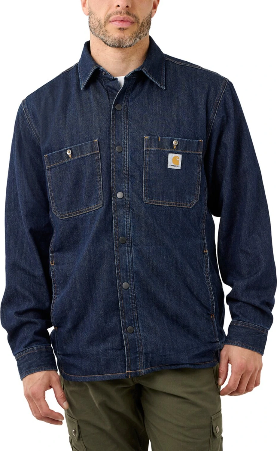 Carhartt Denim Fleece lined shirt glacier, Blue, S