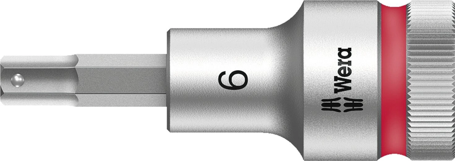 Wera Zyklop 1/2" Hex socket bit with holding function, 6 mm, Brushed