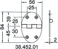 hinge 84x56mm 2mm screws