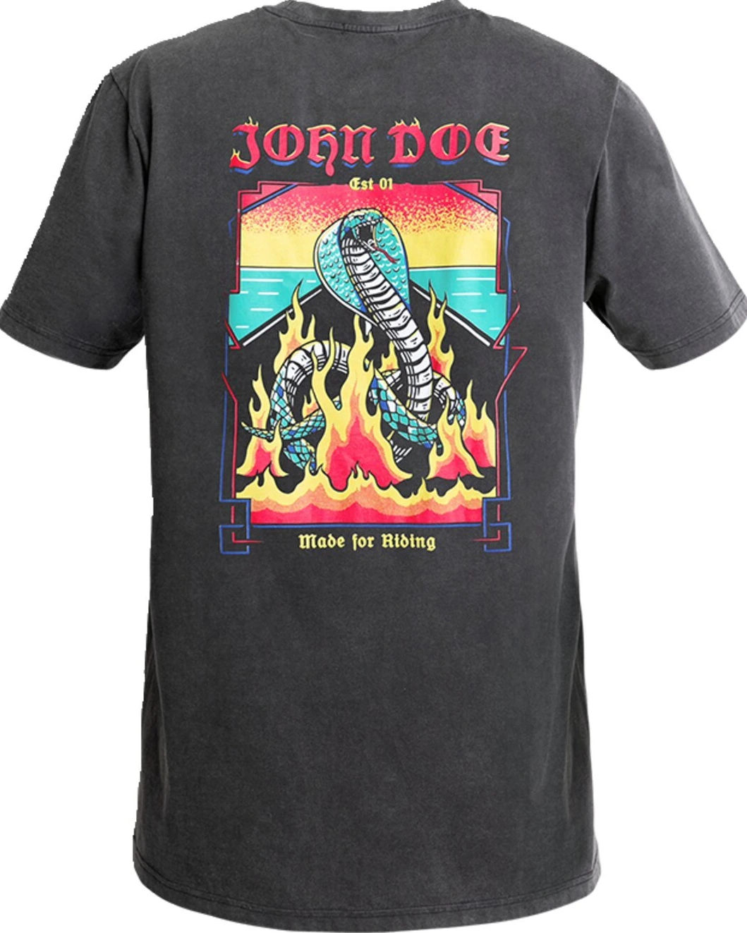 John Doe Snake on Fire T-shirt fade out black, S