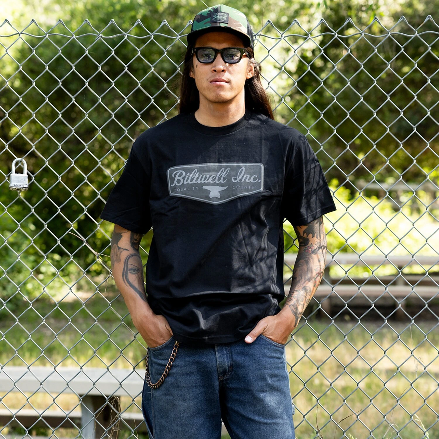 Biltwell Grey shield t-shirt, Black, S