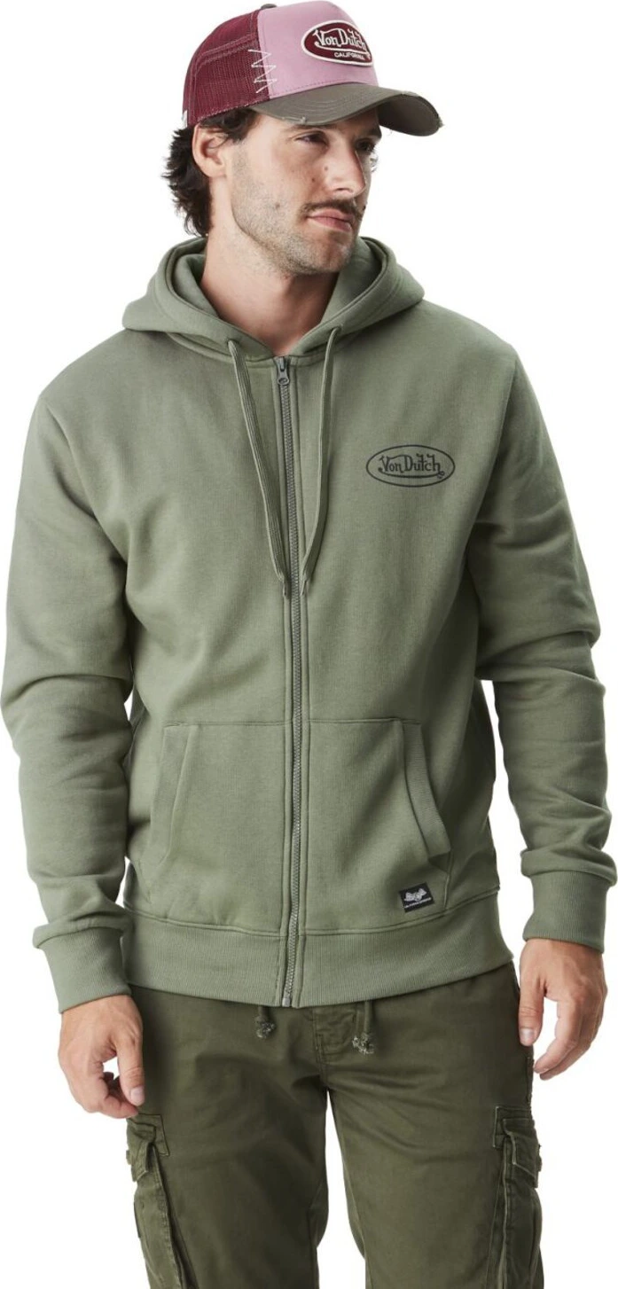 Von Dutch Logo zip hoodie, Khaki, S