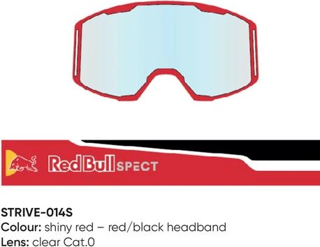 Spect Red Bull Strive MX Goggles Single lens Red/Black clear