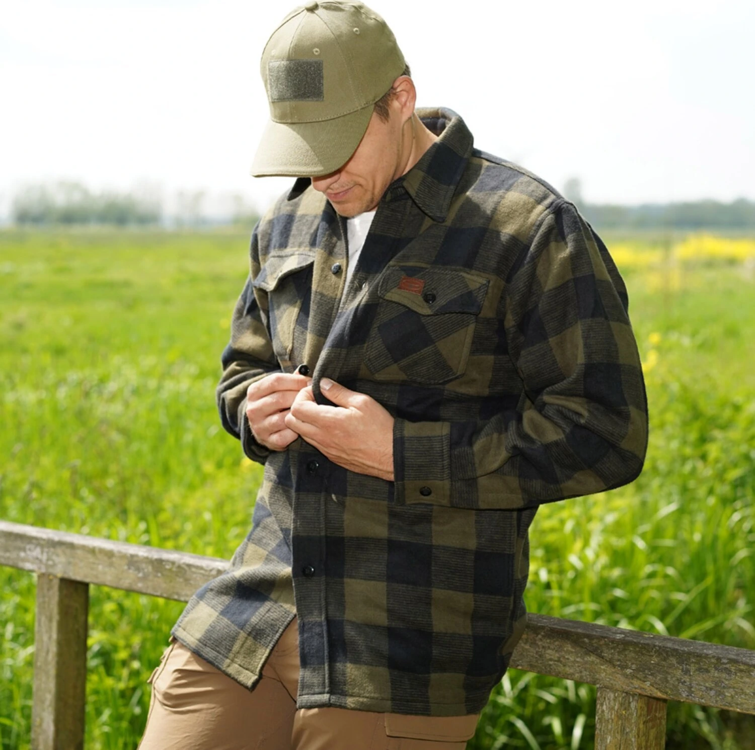 Lumberjack Flannel Shirt, checkered Black, Black, olive, 2XL
