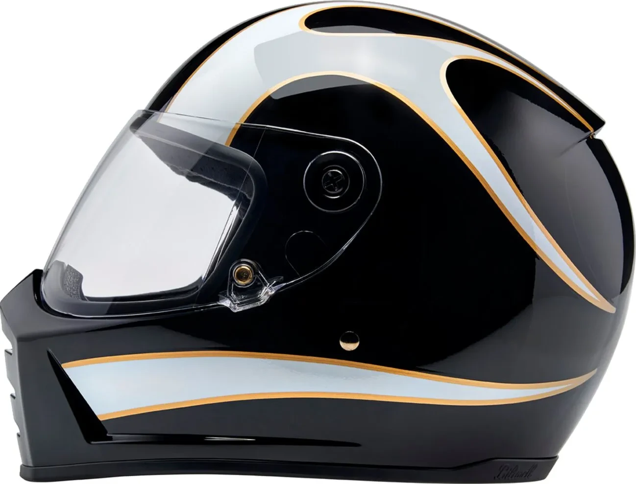 HELMET LANESPLITTER GLOSS BLACK/WHITE W/ FLAMES SM