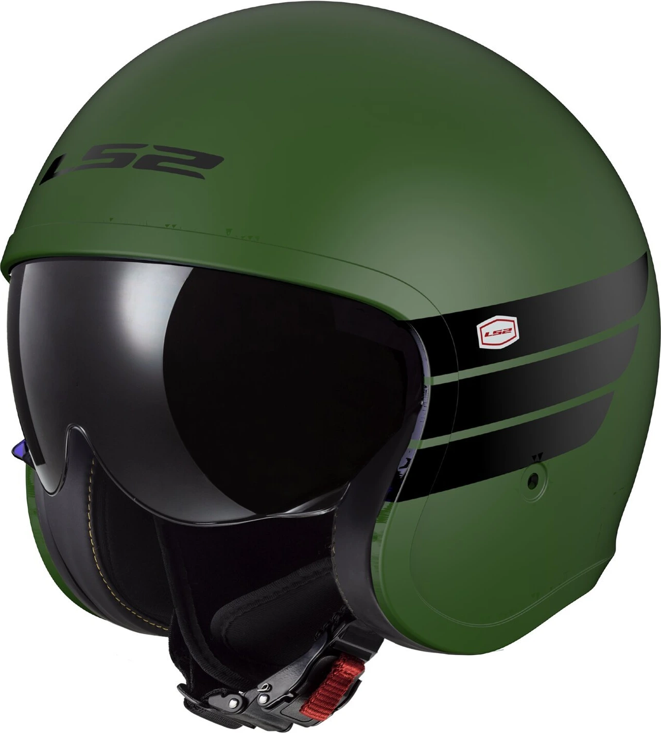 LS2 Spitfire II Retro helmet, military Green, Green, XS, Matte