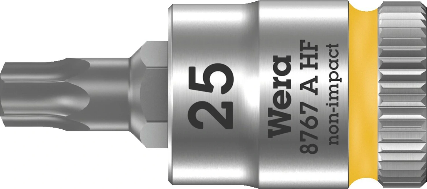 Wera Zyklop 1/4" Torx® socket bit with holding function, Gray, 28 mm, Chrome