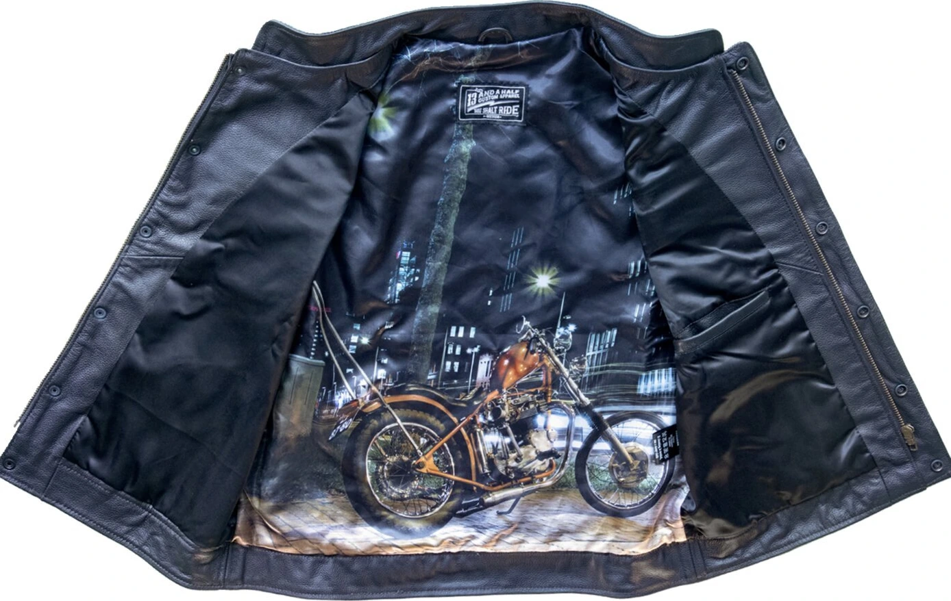 13 1/2 Night Rider Leather vest, Black, S