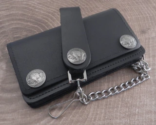 Amigaz Black Leather Biker Chain Wallet
