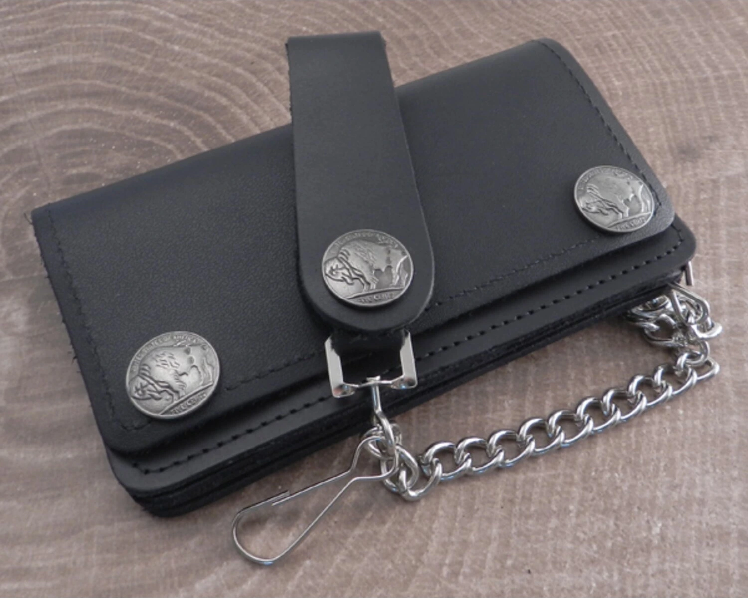 Amigaz Black Leather Biker Chain Wallet