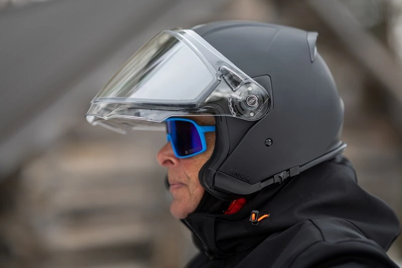 AMOQ Cluster double visor Jet Helmet Blackout, XS