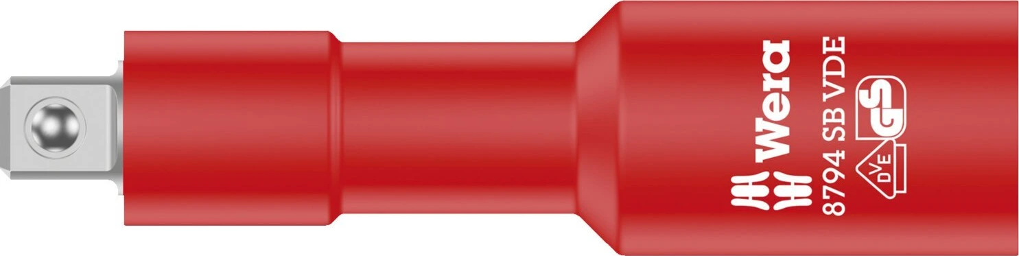 Wera Zyklop VDE extention bar short 3/8" drive. 91mm long, Red