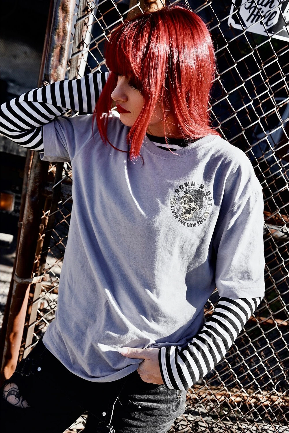 Down-n-Out Life Behind Bars t-shirt, grey, L