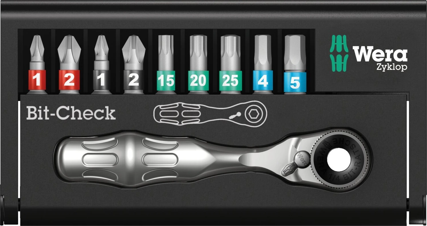 Wera bit-check 10 pcs. Zyklop Mini BiTorison 1, Black