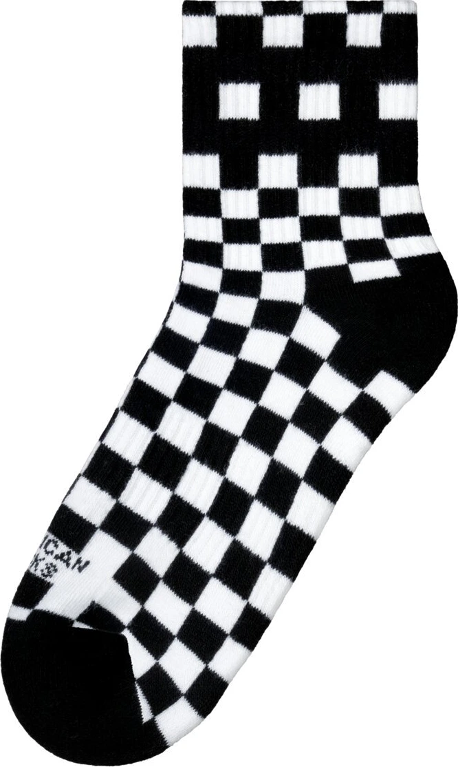 American Socks Checkerboard Ankle High socks, Black, One size fits most