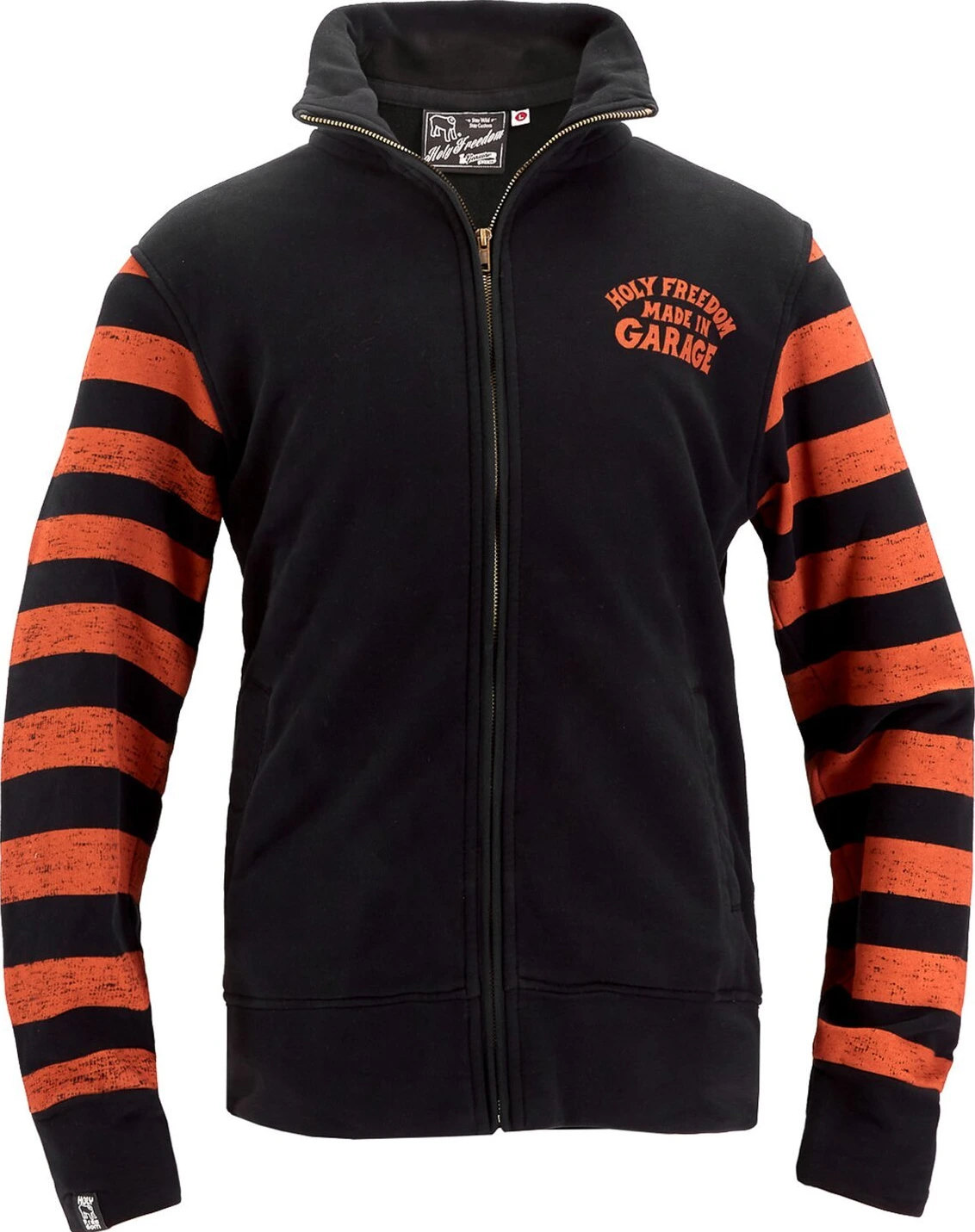 Holy Freedom Garage zip sweatshirt, Orange, black, M