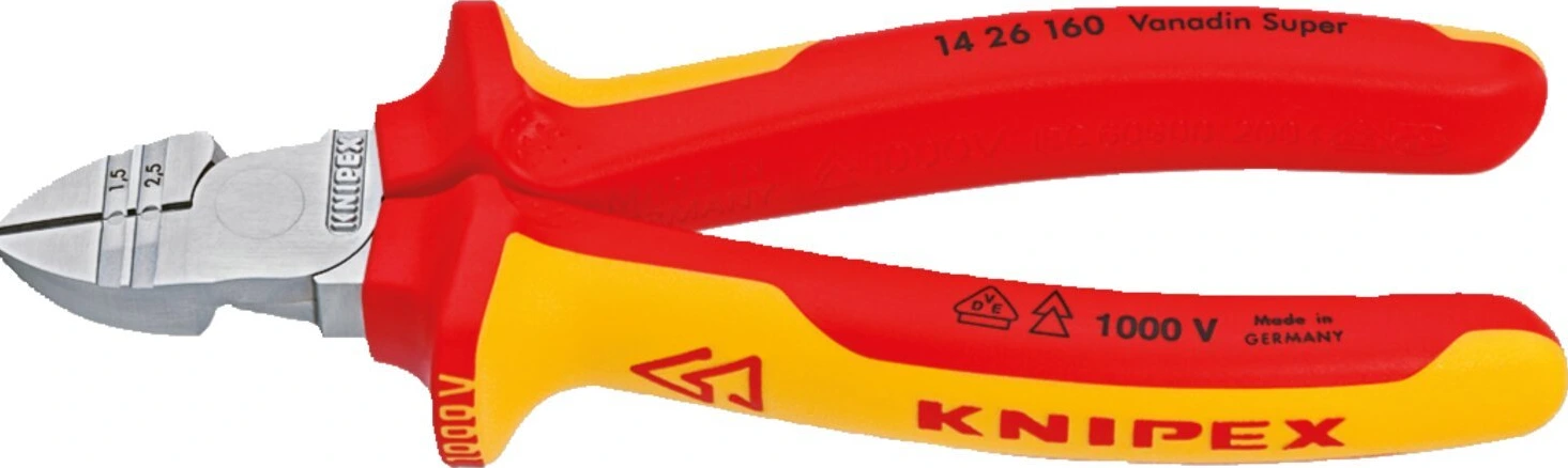 Knipex diagonal insulation strippers 160mm VDE, Red, Chrome