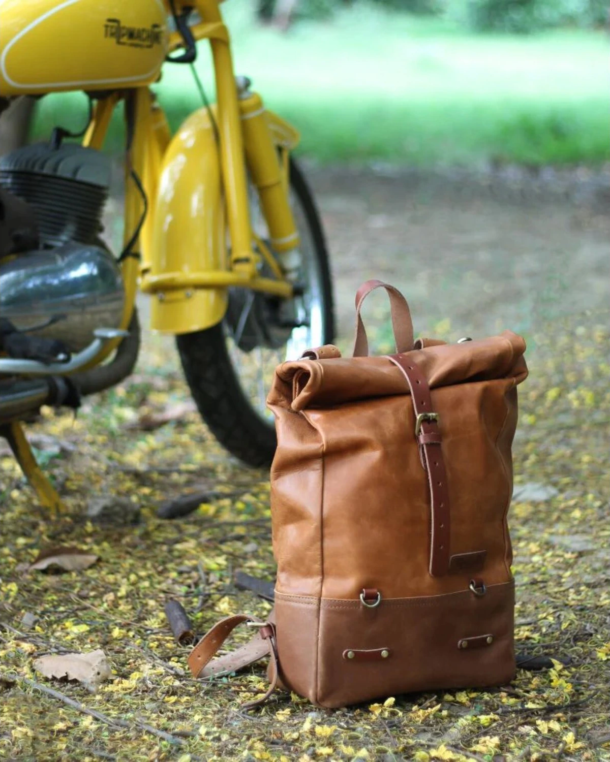 Trip Machine Backpack panniers, vintage tan