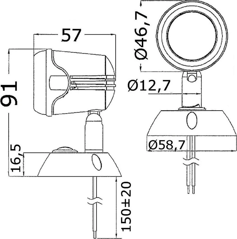 Articulated HI-POWER LED white spotlight 12/24 V