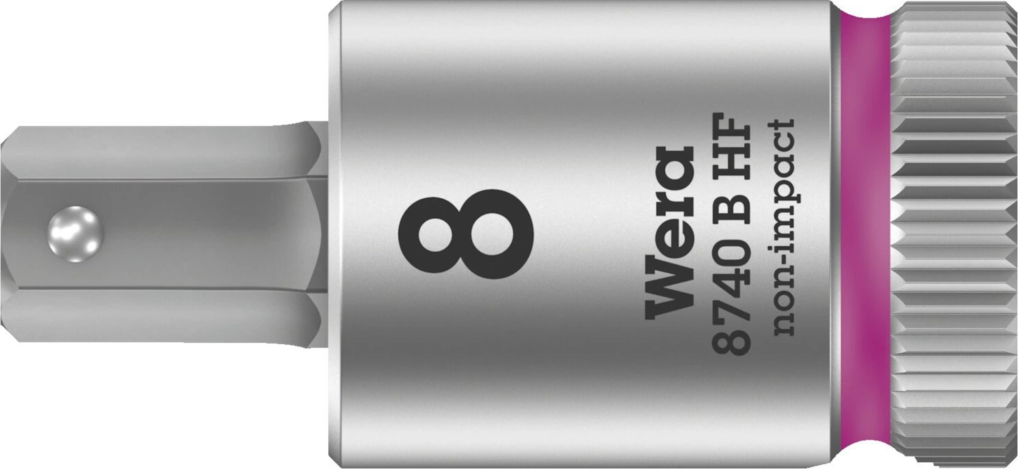 Wera Zyklop 3/8" Hex socket bit with holding function Metric, 8 mm, Brushed