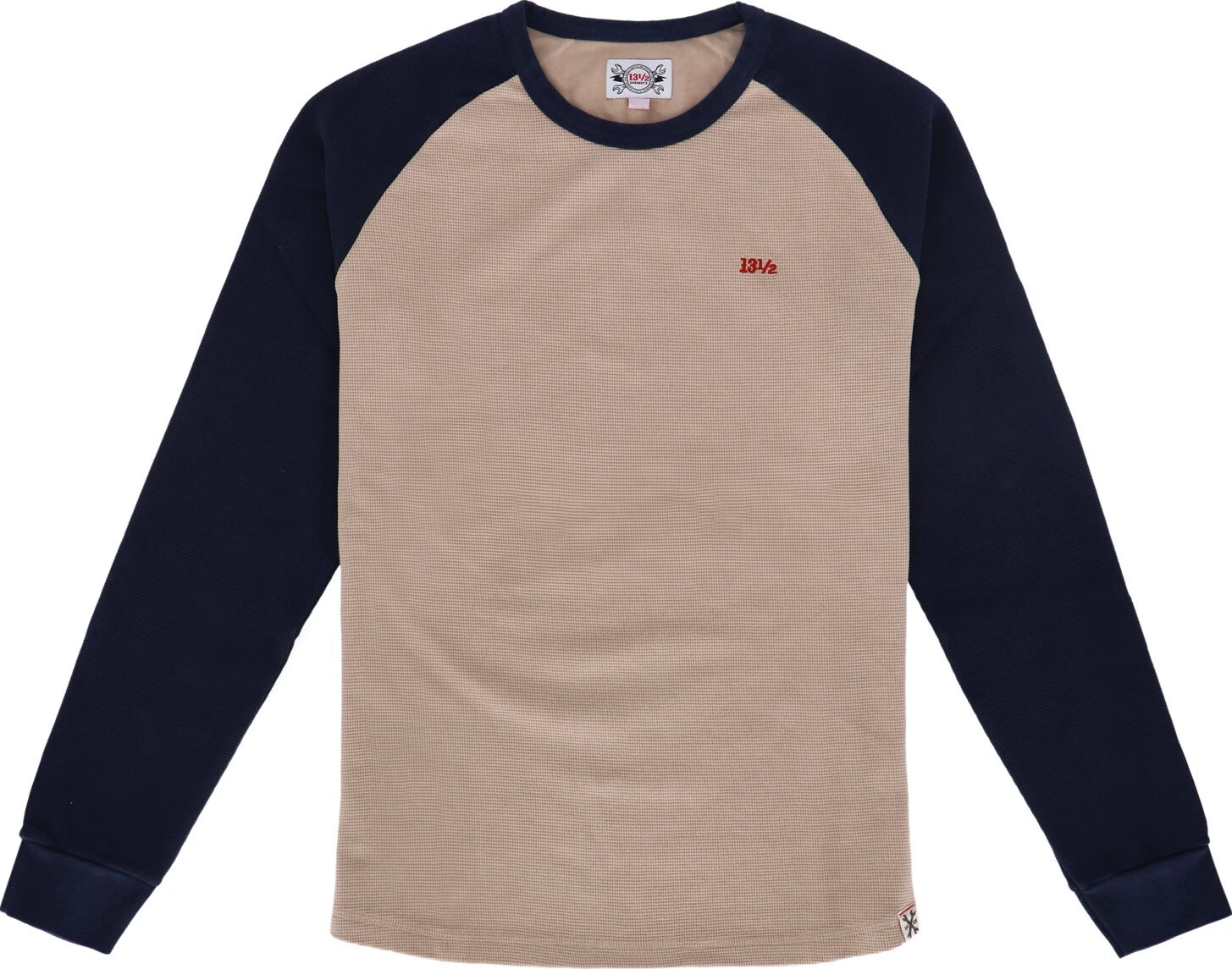 13 1/2 Waffle jersey, sand, navy, L