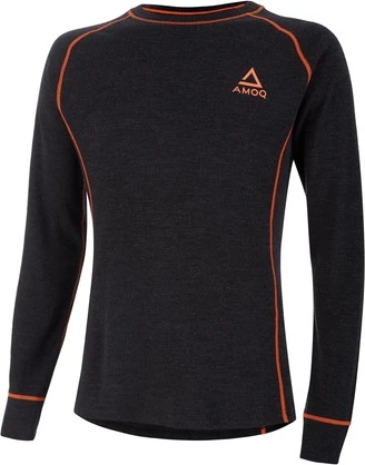 AMOQ 100% Merino Base Layer Jersey Gray/Orange, S