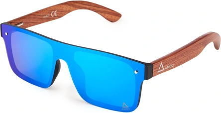 AMOQ Burst Sunglasses PLRZD Wood-Ice Blue Mirror