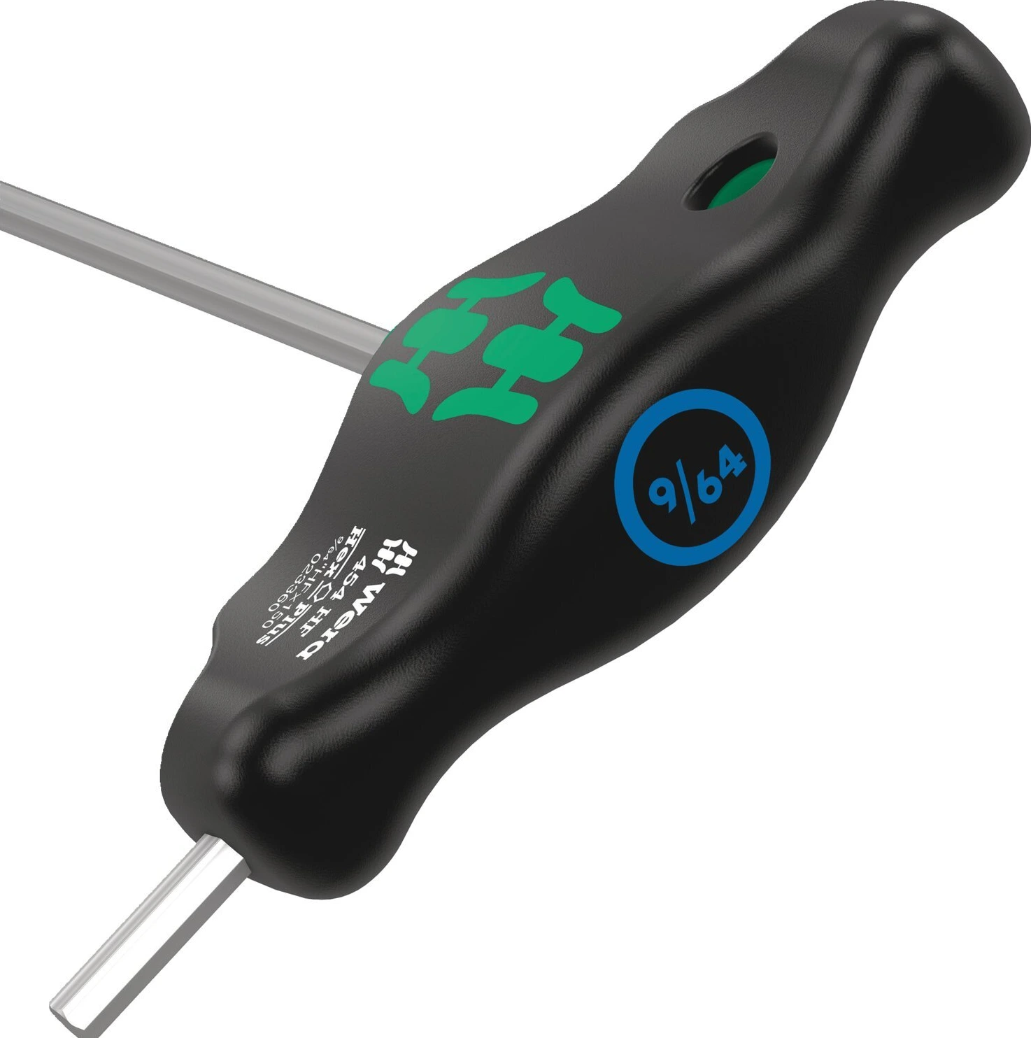 Wera HF T-käepidemega kuuskantvõti seeria 454 Suurus 9/64", Must, Kroomitud